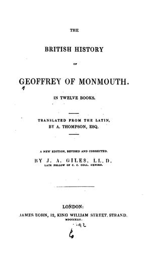 Cover for The British history of Geoffrey of Monmouth.