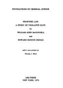 Cover for Frontier Law (Foundations of Criminal Justice)