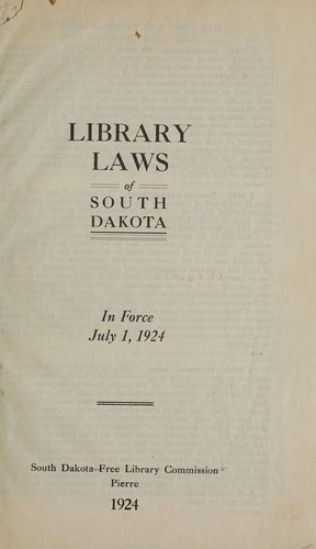 Cover for Library laws of South Dakota