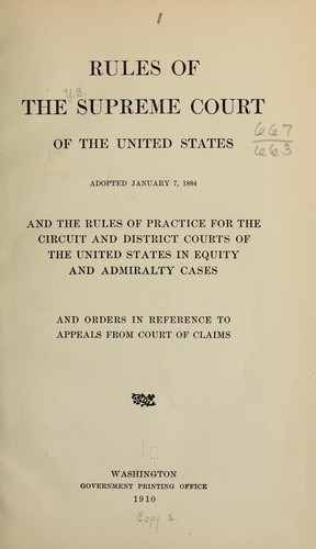 Cover for Rules of the Supreme Court of the United States