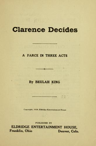 Cover for Clarence decides