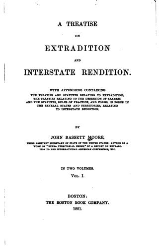 Cover for treatise on extradition and interstate rendition.