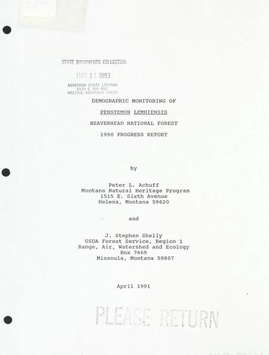 Cover for Demographic monitoring of Penstemon lemhiensis, Beaverhead National Forest