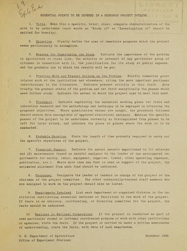 Cover for Essential points to be covered in a research project outline