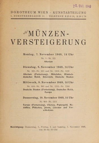 Cover for Münzen-Versteigerung