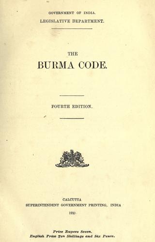 Cover for The Burma code.
