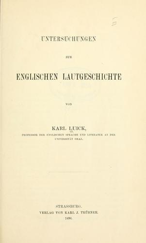 Cover for Untersuchungen zur englischen Lautgeschichte.