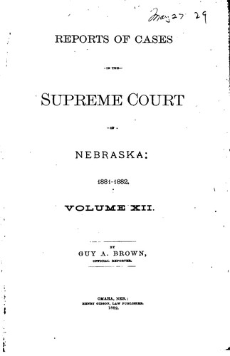 Cover for Reports of Cases in the Supreme Court of Nebraska