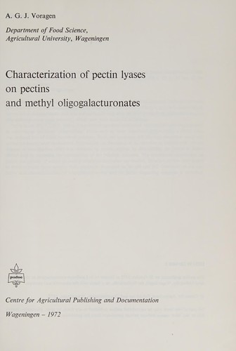 Cover for Characterization of pectin lyases on pectins and methyl oligogalacturonates