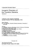 Cover for Inorganic Chemistry of the Transition Elements (Specialist Periodical Reports)