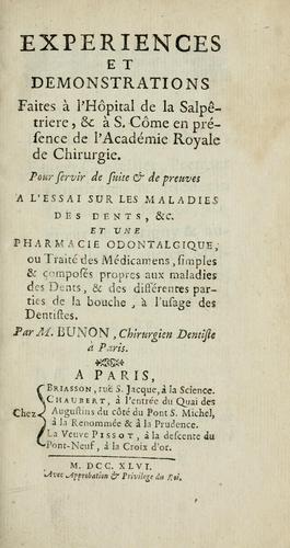 Cover for Experiences et demonstrations faites à l'Hôpital de la Salpêtriere