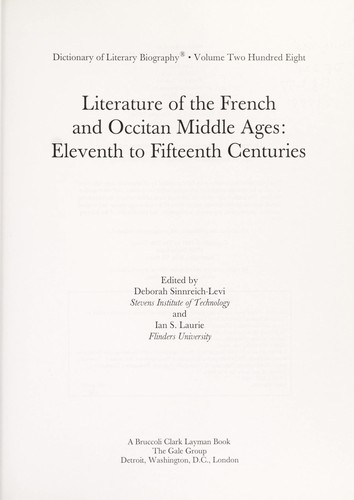 Cover for Literature of the French and Occitan Middle Ages
