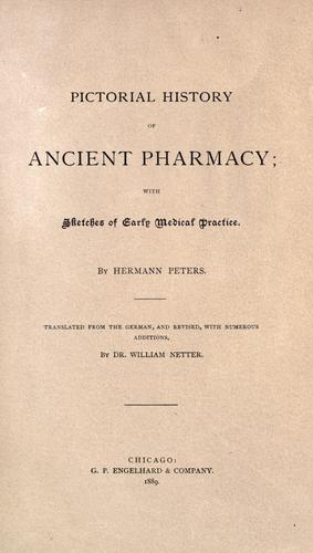 Cover for Pictorial history of ancient pharmacy