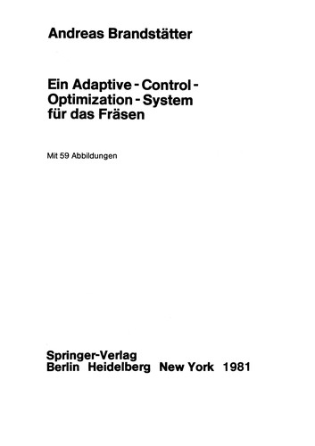 Cover for Ein Adaptive - Control - Optimization - System für das Fräsen