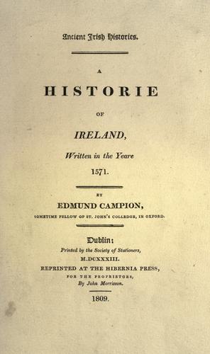 Cover for A historie of Ireland, written in the yeare 1571.
