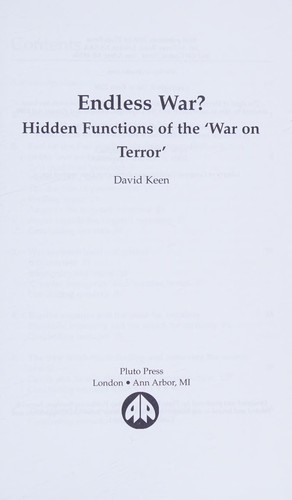 Cover for ENDLESS WAR?: HIDDEN FUNCTIONS OF THE 'WAR ON TERROR'.