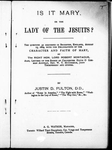 Cover for Is it Mary or the Lady of the Jesuits?