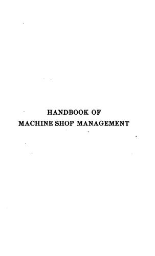 Cover for Handbook of machine shop management