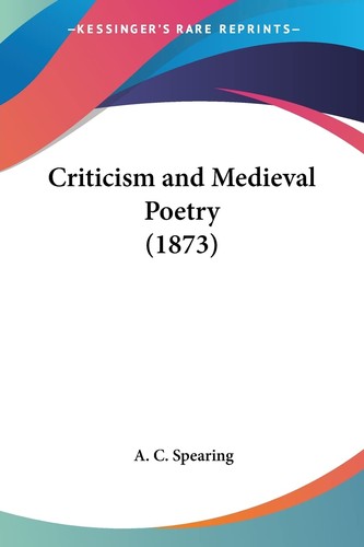 Cover for Criticism and medieval poetry