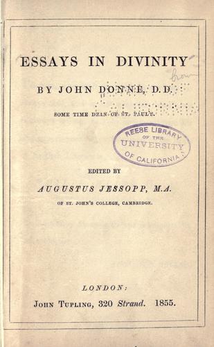 Cover for Essays in divinity