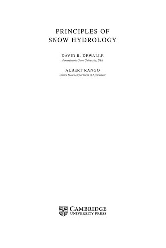 Cover for Principles of snow hydrology