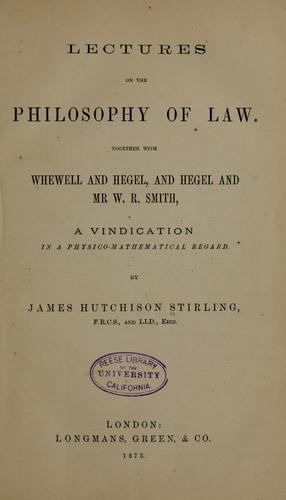 Cover for Lectures on the philosophy of law