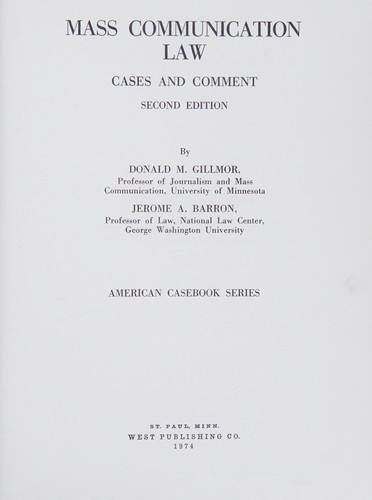 Cover for Mass communication law