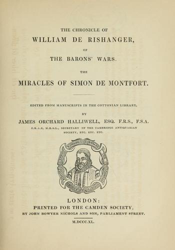 Cover for The chronicle of William de Rishanger, of the barons' wars