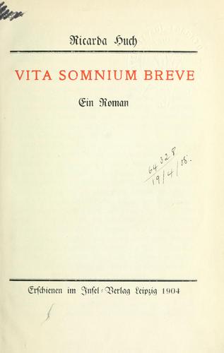 Cover for Vita somnium breve