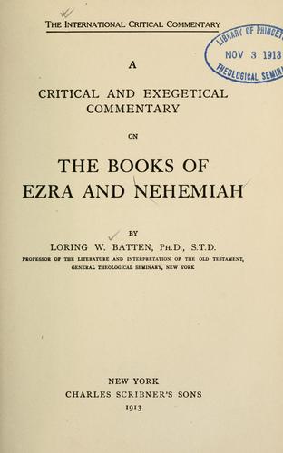 Cover for A critical and exegetical commentary on the books of Ezra and Nehemiah