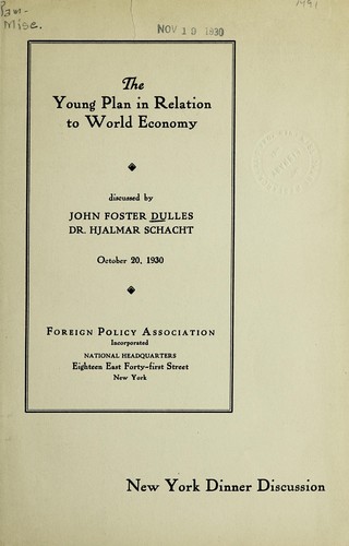 Cover for The Young plan in relation to world economy