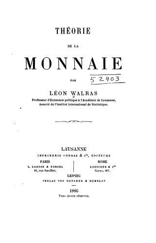 Cover for Théorie de la monnaie