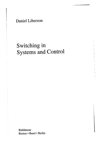 Cover for Switching in Systems and Control (Systems & Control)