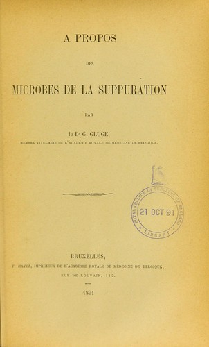 Cover for ©  propos des microbes de la suppuration