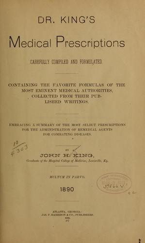 Cover for Dr. King's medical prescriptions carefully compiled and formulated.