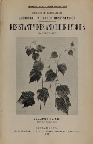 Cover for Resistant vines and their hybrids