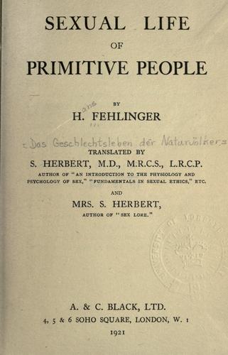 Cover for Sexual life of primitive people