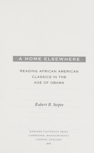 Cover for A home elsewhere