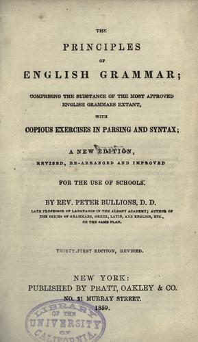 Cover for Principles of English grammar.