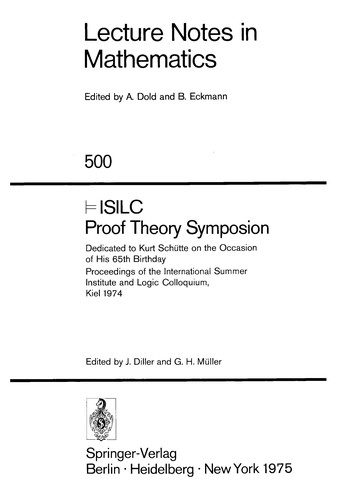 Cover for Isilc - Proof Theory Symposion