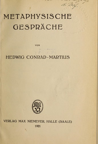 Cover for Metaphysische Gespräche