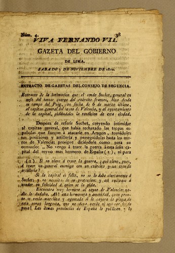 Cover for Gazeta del gobierno de Lima