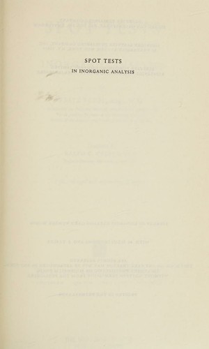 Cover for Spot tests in inorganic analysis.