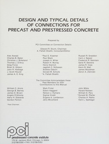 Cover for Design and typical details of connections for precast and prestressed concrete