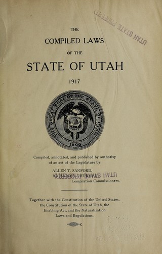 Cover for The compiled laws of the state of Utah, 1917.