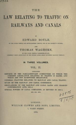 Cover for law relating to traffic on railways and canals.