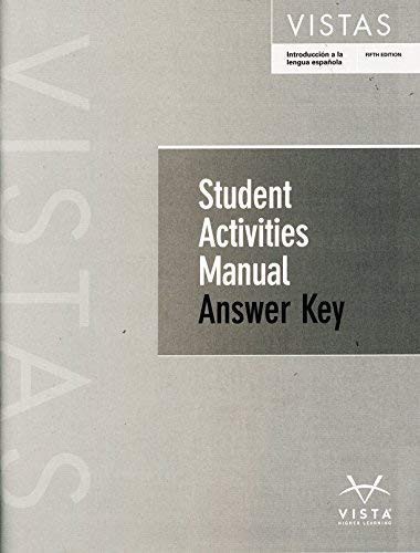 Cover for Vistas 5th Ed Student Activities Manual ANSWER KEY **ANSWER KEY ONLY**