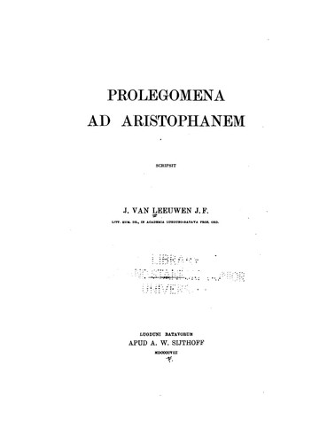 Cover for Prolegomena ad Aristophanem
