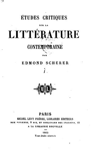 Cover for Etudes critiques sur la littérature contemporaine