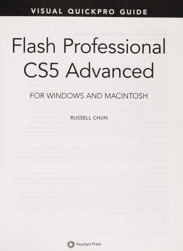Cover for Flash professional CS5 advanced for Windows and Macintosh